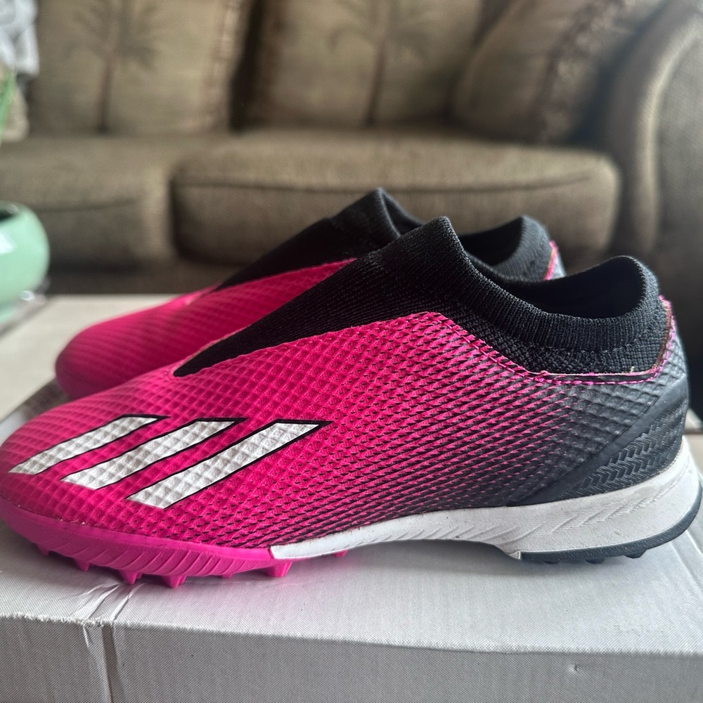 Adidas Pink and Black Soccer Cleats